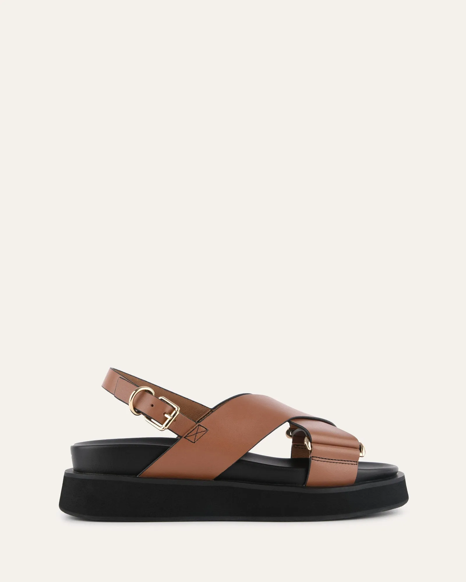 MARLEY FLAT SANDALS DARK TAN LEATHER