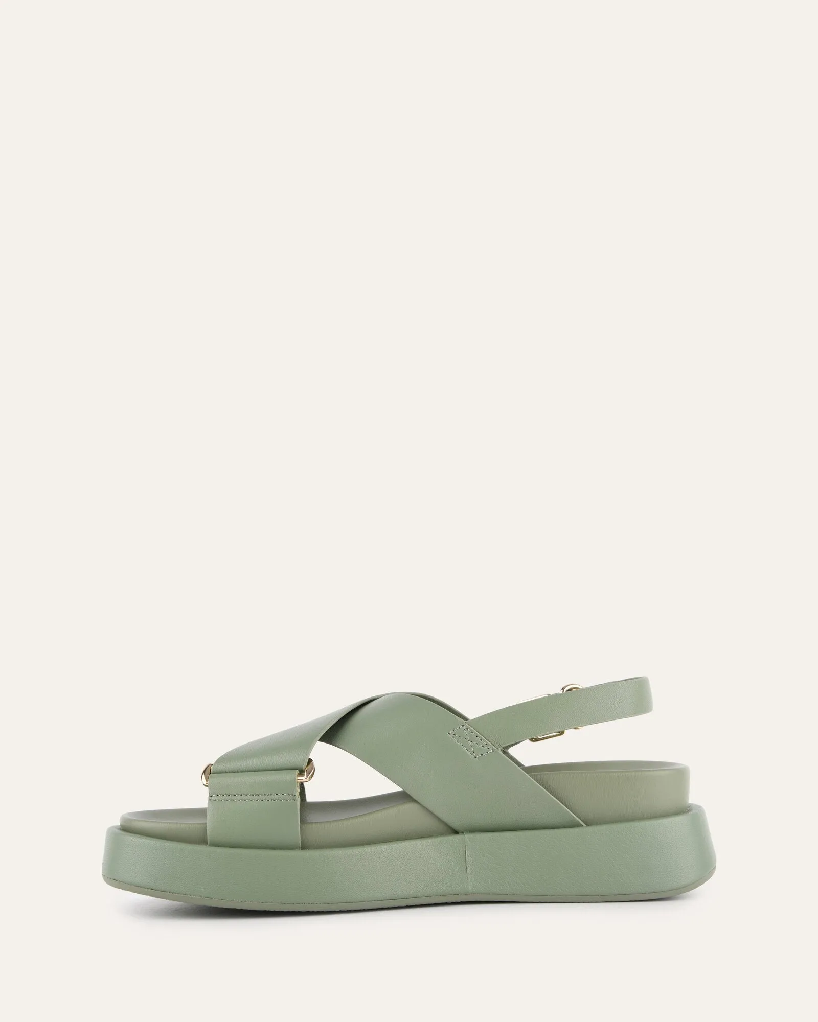 MARLEY FLAT SANDALS PISTACHIO GREEN LEATHER