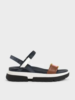 Mesh & Grosgrain Flatform Sandals