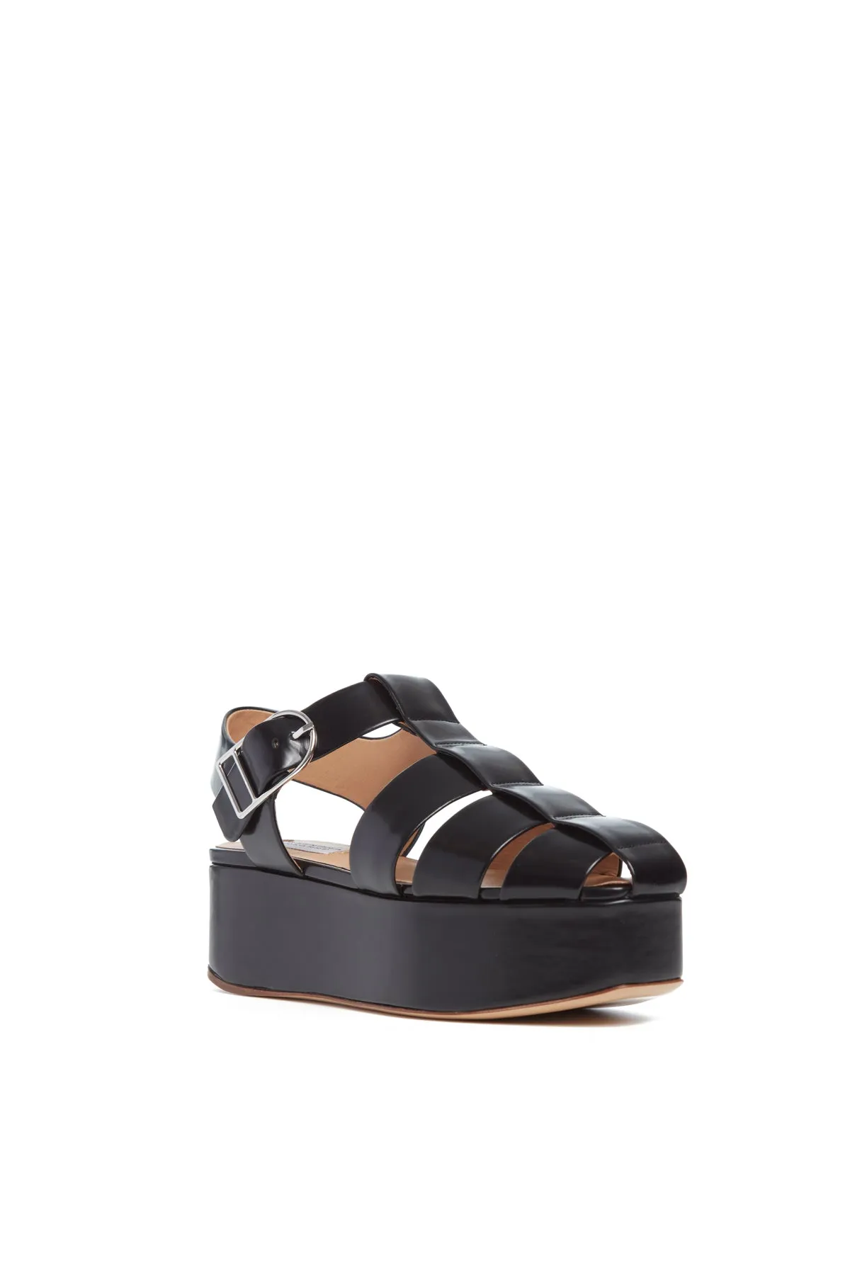 Mila Platform Sandal in Black Leather