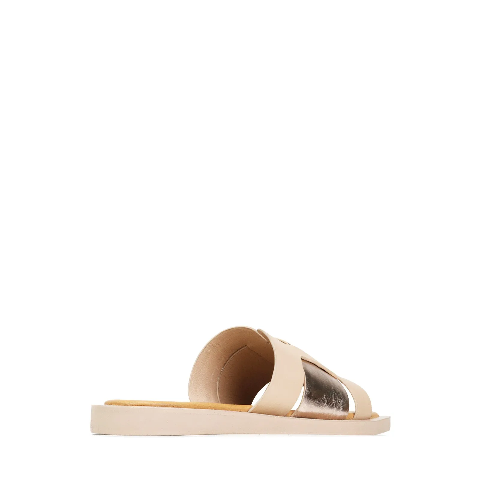 MISAKI LEATHER SLIDE SANDALS