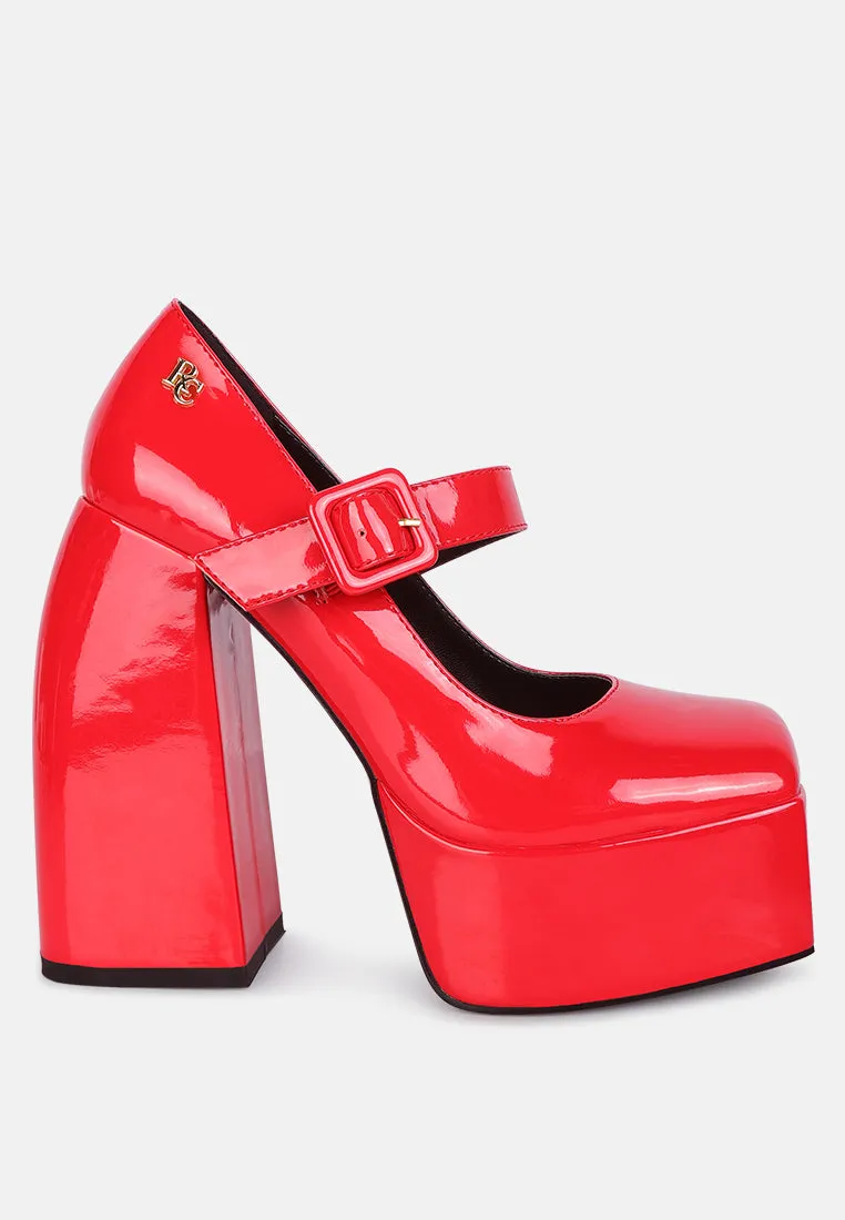 PABLO Red Statement High Platform Heel Mary Jane Sandals