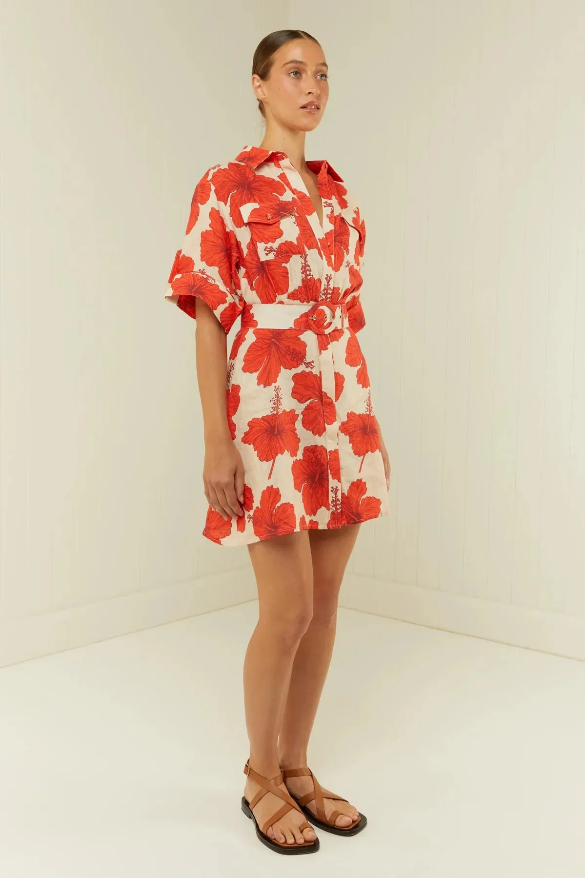 Palm Noosa - Camellia Dress - Red Hibiscus