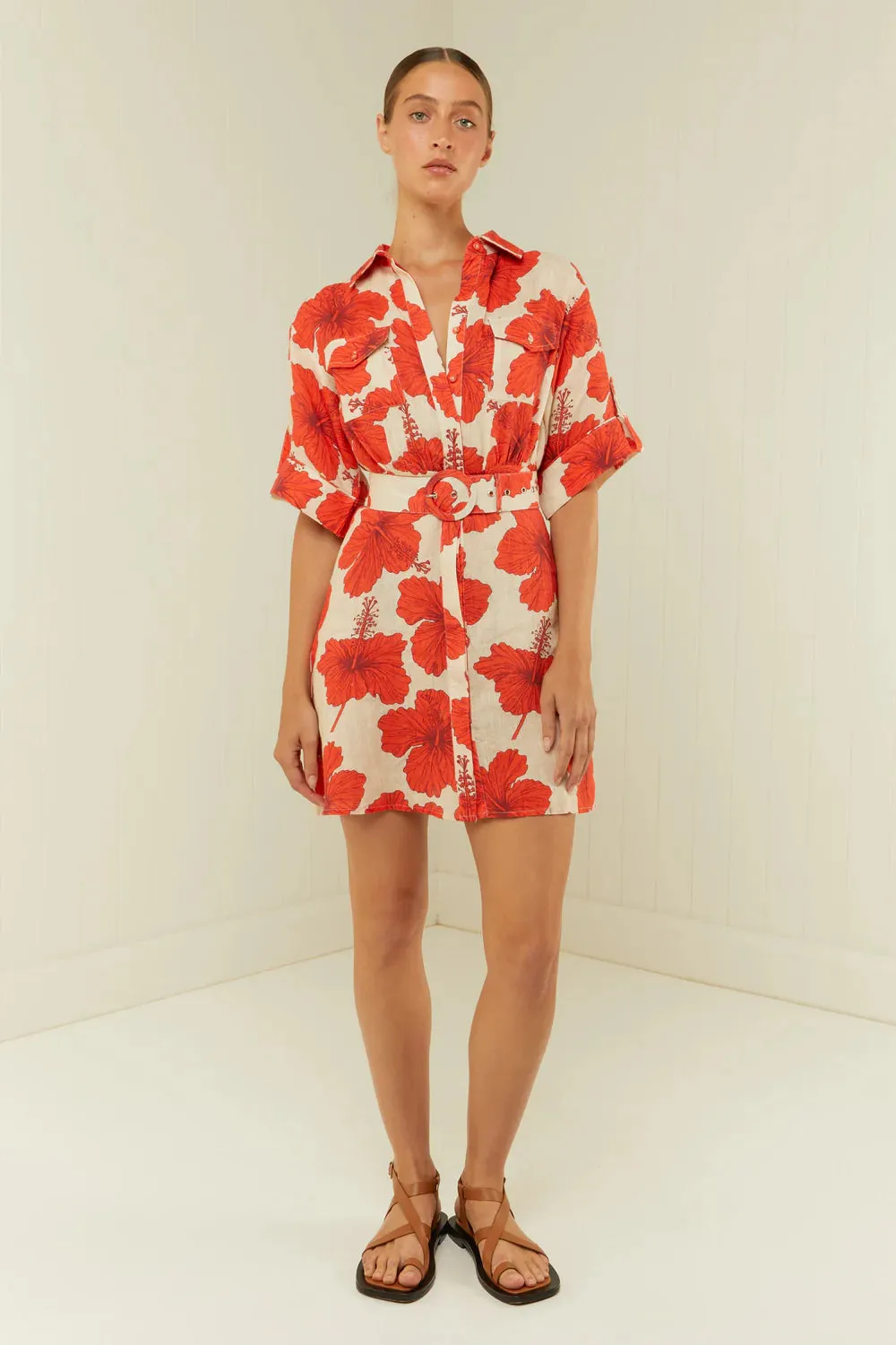 Palm Noosa - Camellia Dress - Red Hibiscus