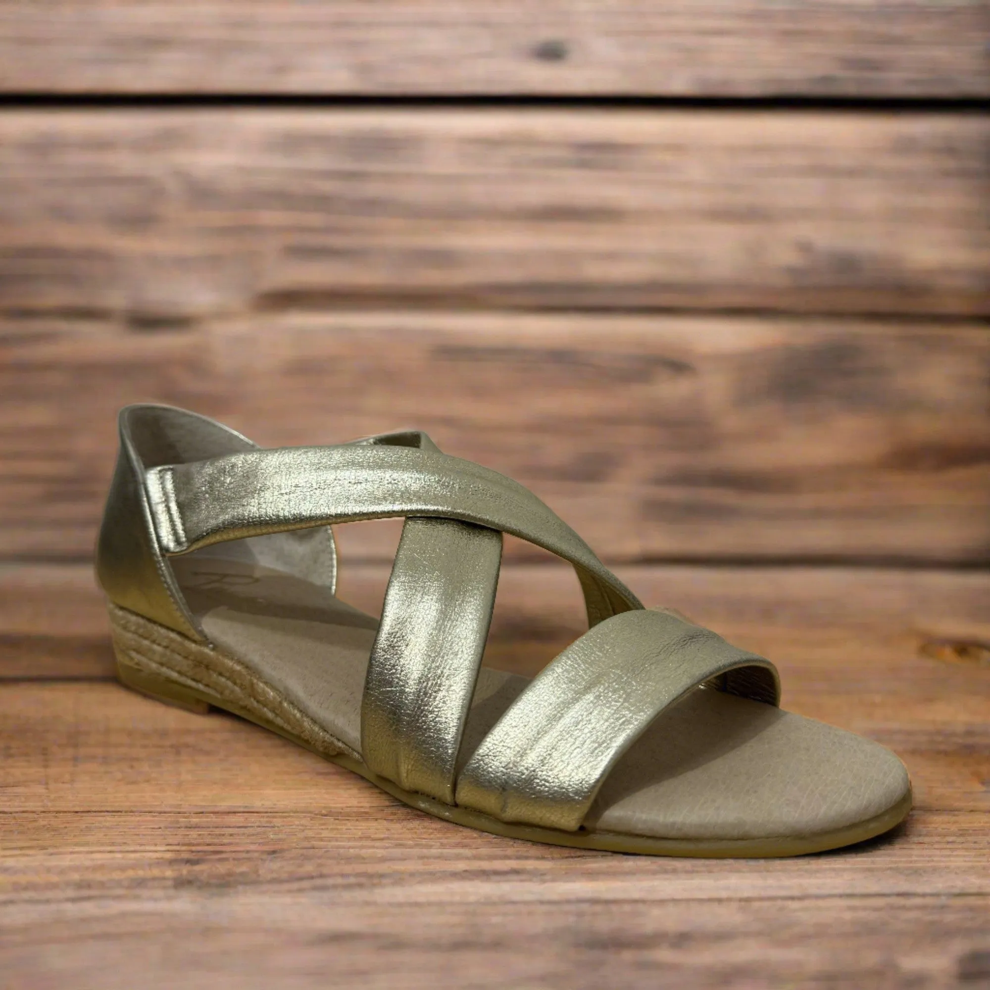 Pinaz 317 AO Gold Leather Espadrille Sandals