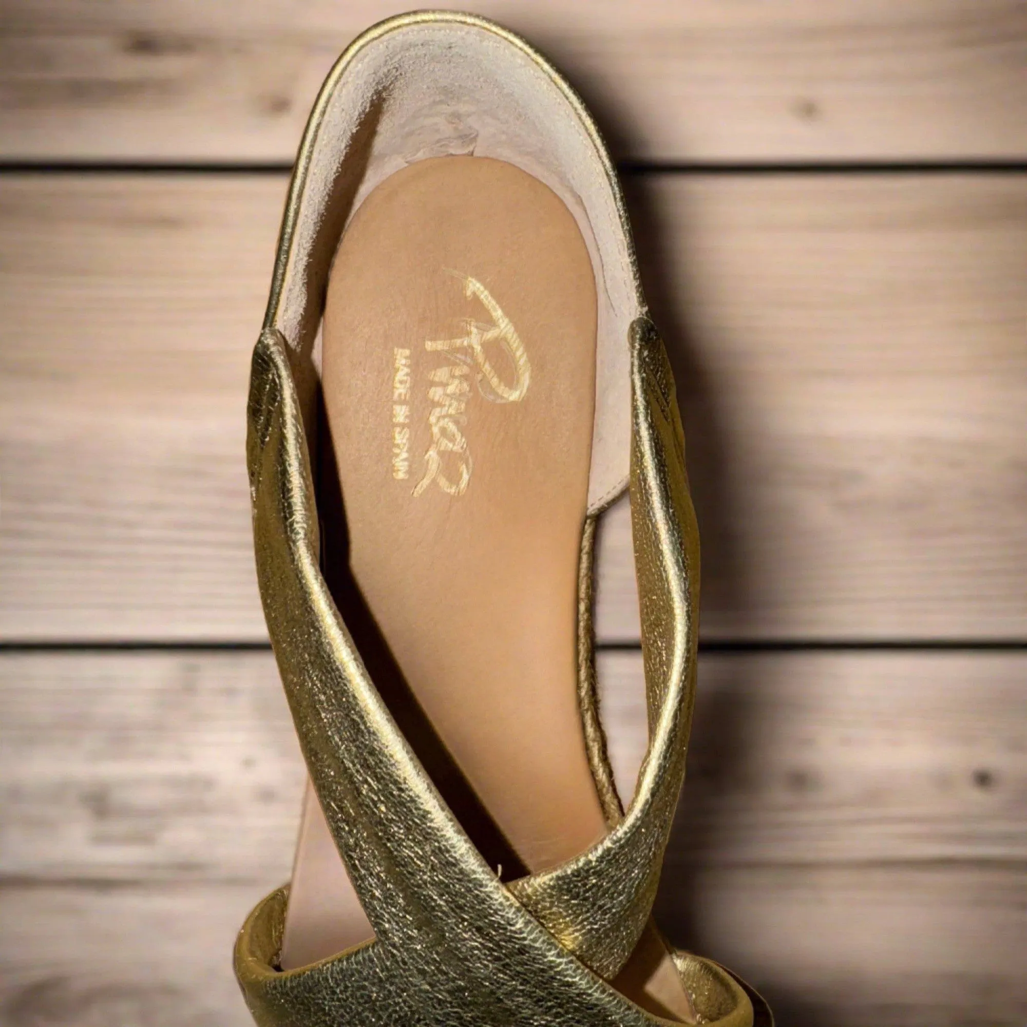 Pinaz 317 AO Gold Leather Espadrille Sandals