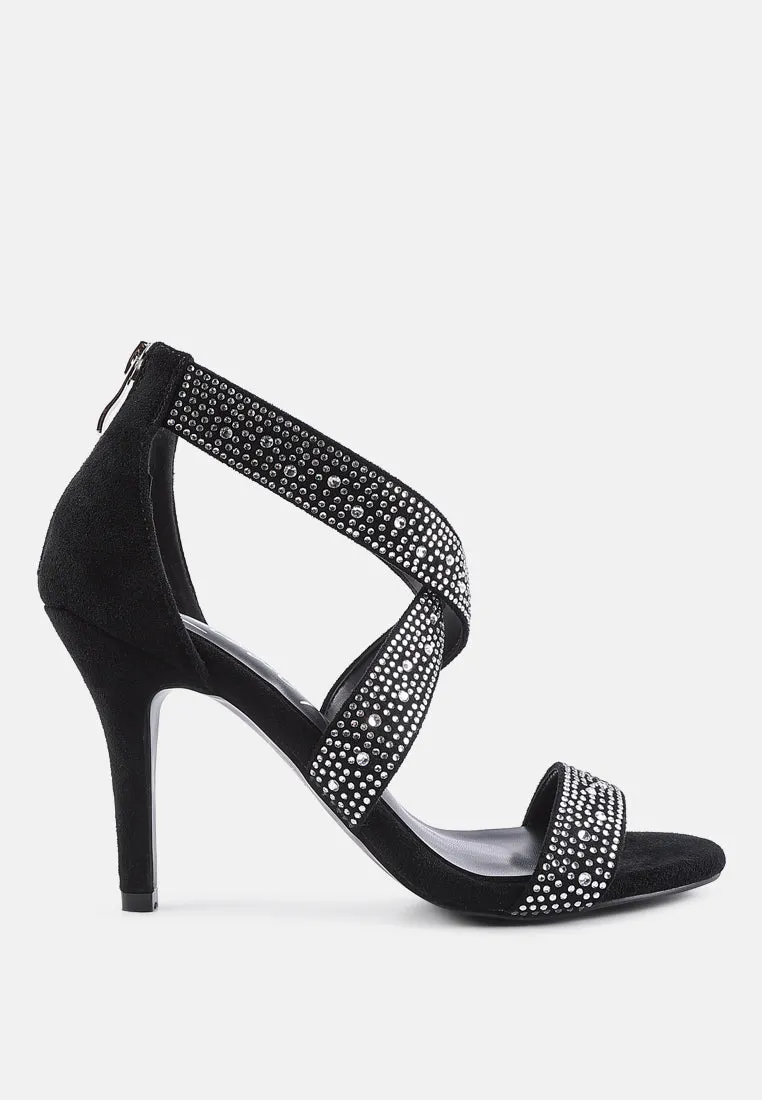 Queen Bee Rhinestone High Heeled Sandals