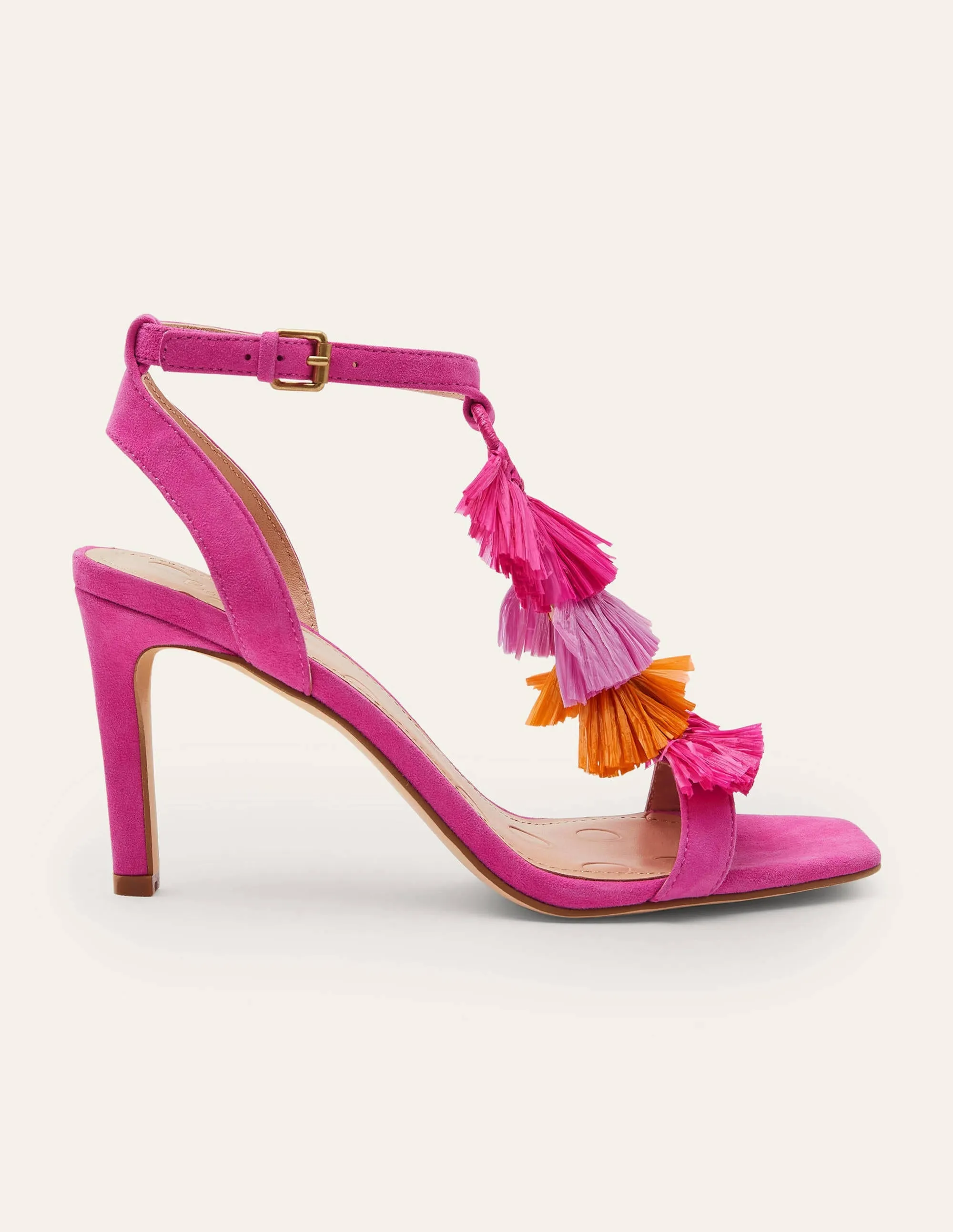 Sarah Fringe Heeled Sandals-Pop Pansy