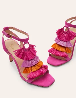 Sarah Fringe Heeled Sandals-Pop Pansy