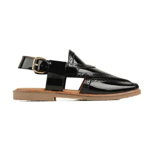 Satomi - Men's Black Patent Leather Sandal