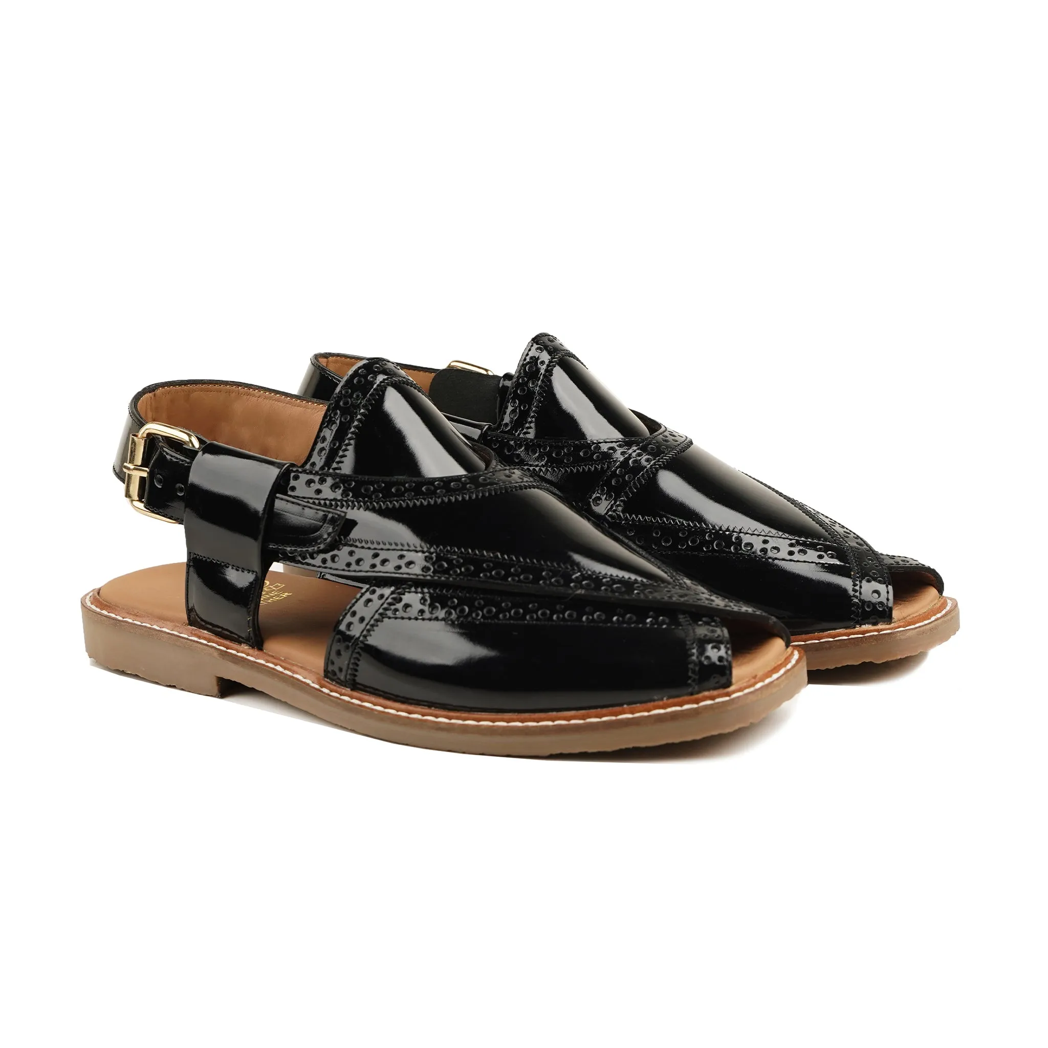 Satomi - Men's Black Patent Leather Sandal