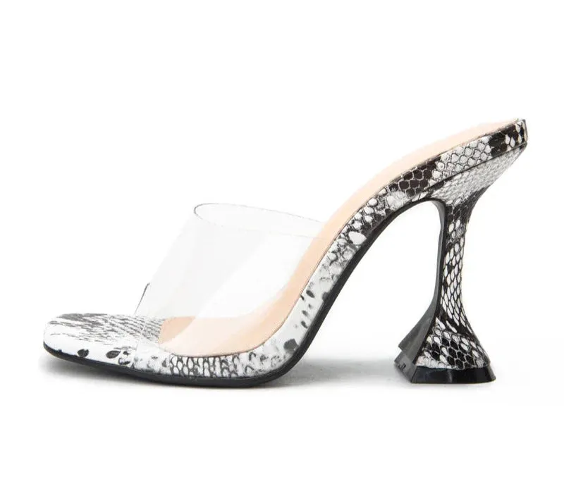 Snake Grain PVC Transparent High Heel Shoes