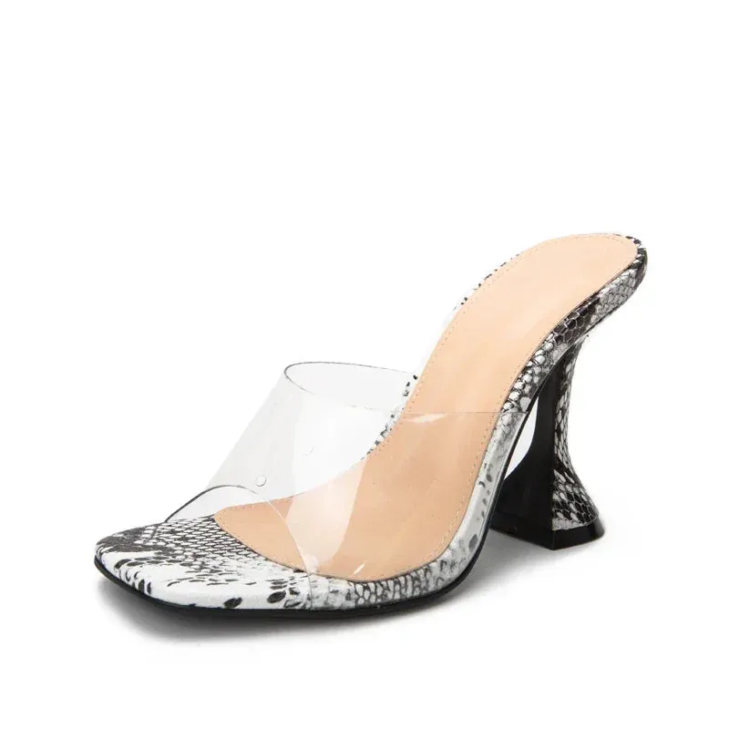 Snake Grain PVC Transparent High Heel Shoes