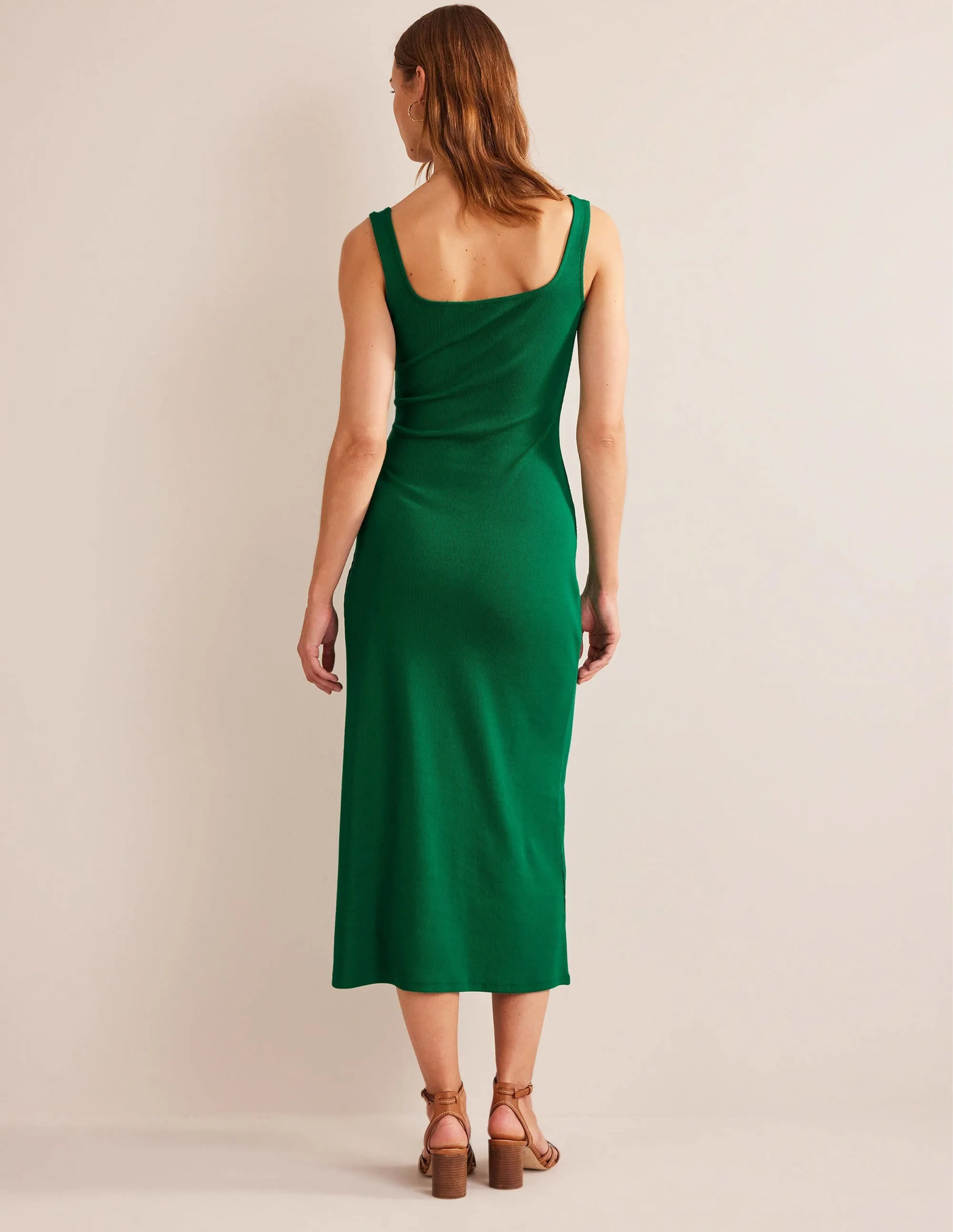 Strappy Rib Jersey Maxi Dress-Bright Emerald