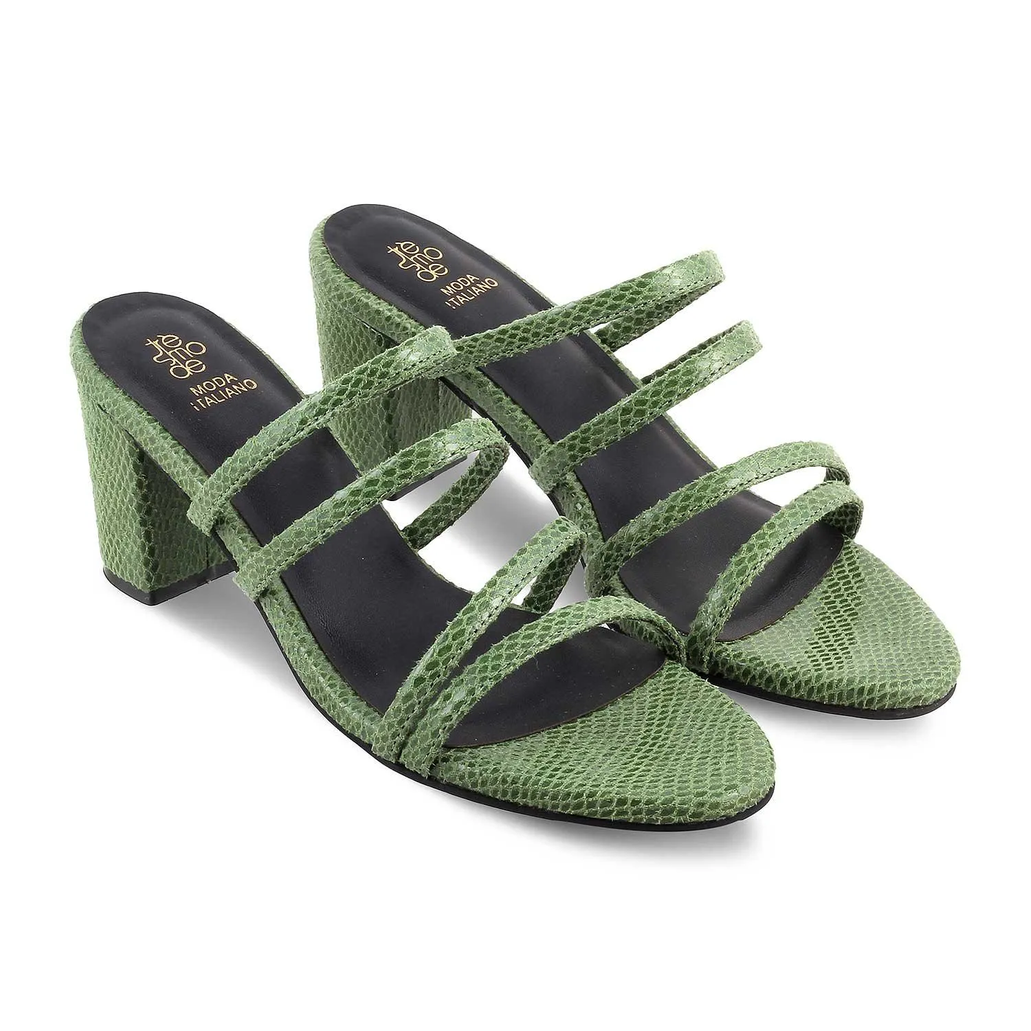 The Imulate Green Women's Dress Block Heel Sandals Tresmode