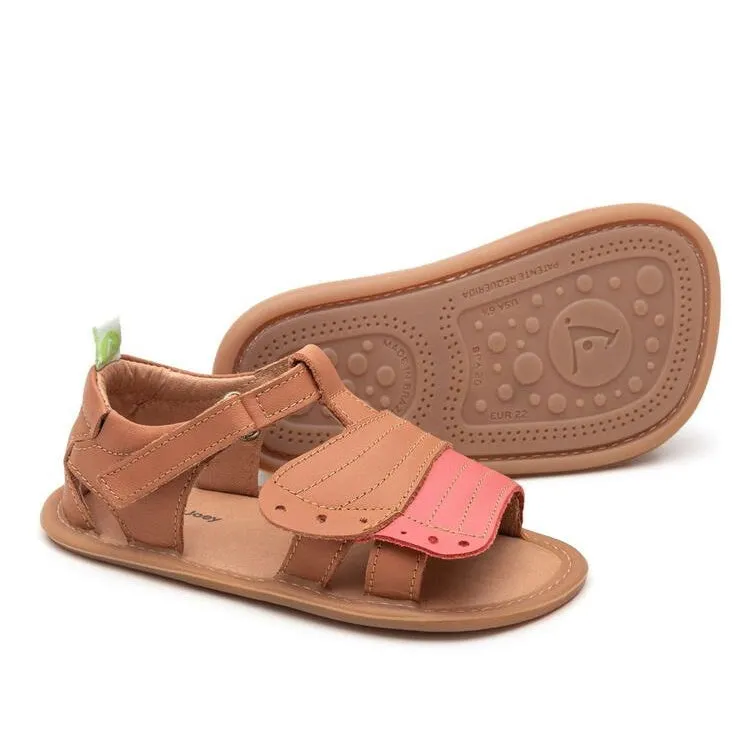 Tip Toey Joey Girl's Flitty Sandals, Amendoim/ Coral Matte