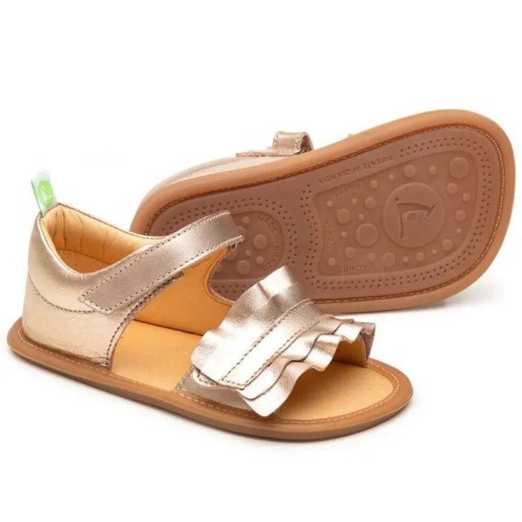 Tip Toey Joey Girl's Ruffy Sandals, Metalic Salmon