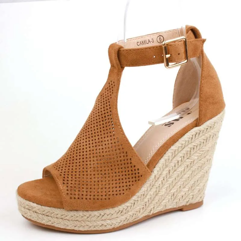 Toetally You - Platform Tan Wedges