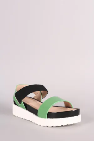 Two Tone Open Toe Flatform Sandal