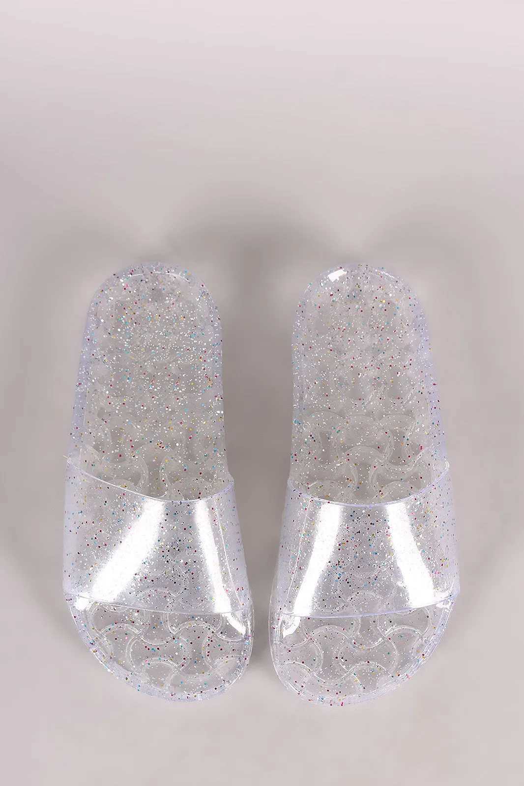 Wild Diva Lounge Glitter Jelly Open Toe Slide Sandal