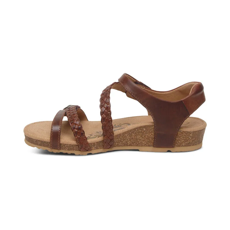 Women's Aetrex Jillian Braided Quarter Strap SC441 Color: Walnut