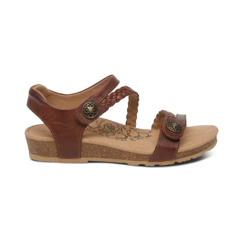 Women's Aetrex Jillian Braided Quarter Strap SC441 Color: Walnut