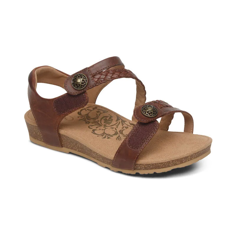 Women's Aetrex Jillian Braided Quarter Strap SC441 Color: Walnut