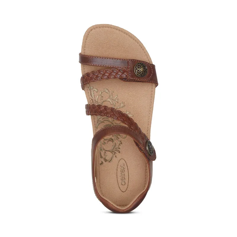 Women's Aetrex Jillian Braided Quarter Strap SC441 Color: Walnut