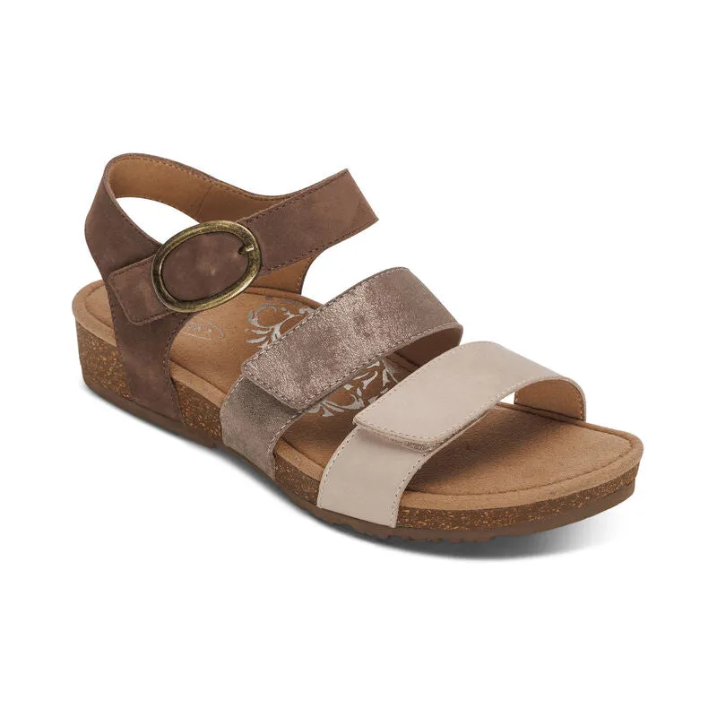 Women's Lilly Adjustable Three Band Quarter Srap Sandal - Taupe